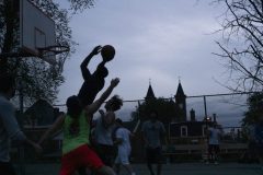 A group of basketball players play a pickup game at Arsenal Park in Lawrenceville on October 21, 2019.